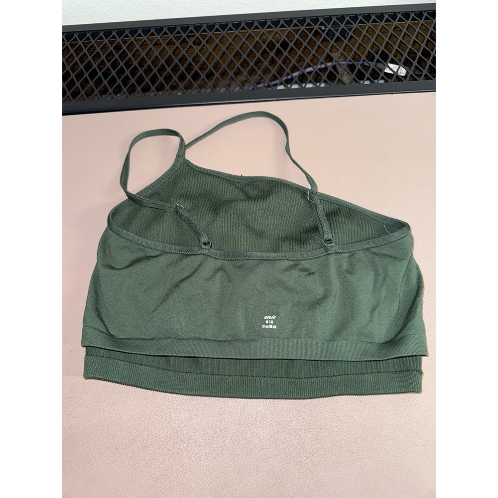 Aerie Green Ribbed‎ Halter Sports Bra Crop Bralette Seamless Stretch Womens M